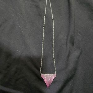Art deco style SS necklace with purple Swarovski elements.